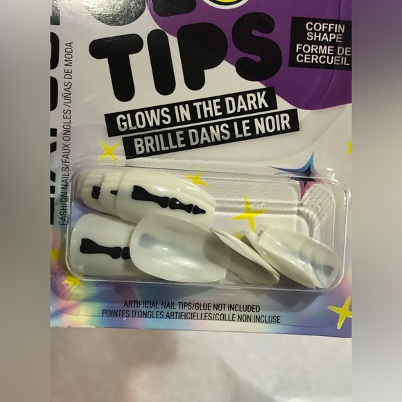 24piece glow in the dark spooky black cat skeleton finger press-on nails new - Picture 6 of 13